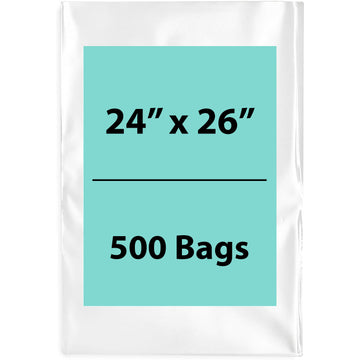 24X26 inches Clear Flat Poly Bags 1.5Mil Open Top (LDPE)